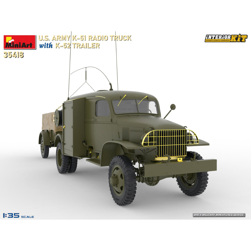 Miniart 35418 US Army K-51 Radio Truck w/K-52 Trailer w/Interior 1:35 Model Kit