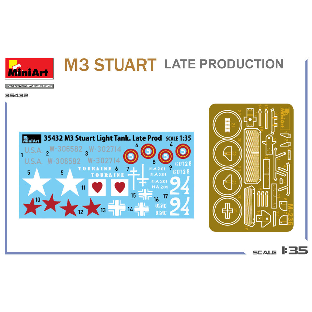 Miniart 35432 M3 Stuart Light Tank Late Production 1:35 Model Kit