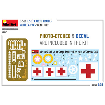 MiniArt 35443 G-518 US 1t Cargo Trailer w/Canvas "Ben Hur" 1:35 Model Kit