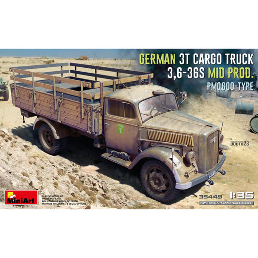 Miniart 35449 German 3T Cargo Truck 3.6-36S Mid Prod. PMQ600 1:35 Model Kit