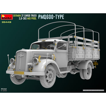Miniart 35449 German 3T Cargo Truck 3.6-36S Mid Prod. PMQ600 1:35 Model Kit