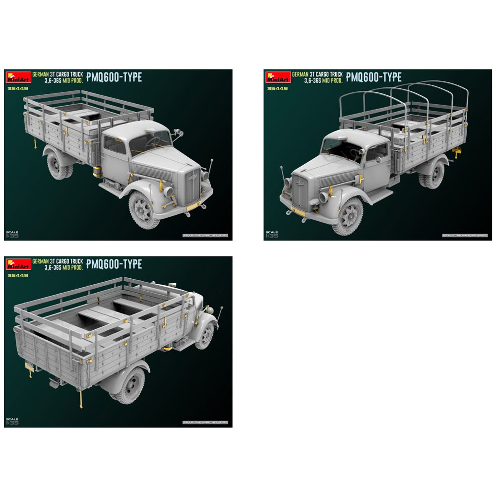 Miniart 35449 German 3T Cargo Truck 3.6-36S Mid Prod. PMQ600 1:35 Model Kit