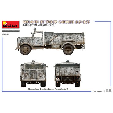 Miniart 35453 German 3T Troop Carrier 3.6-36S Radkasten (Normal) 1:35 Model Kit