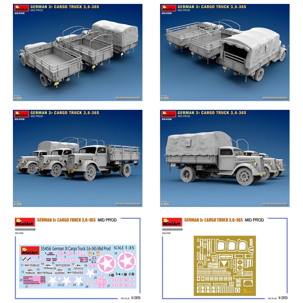 Miniart 35456 German 3t Cargo Truck 3.6-36S Mid. Prod. 1:35 Model Kit