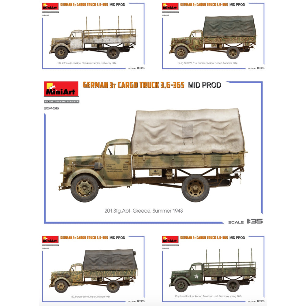 Miniart 35456 German 3t Cargo Truck 3.6-36S Mid. Prod. 1:35 Model Kit