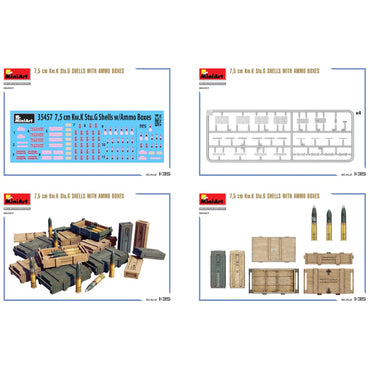 Miniart 35457 7.5cm Kw.K Stu.G Shells w/Ammo Boxes 1:35 Diorama Model Kit