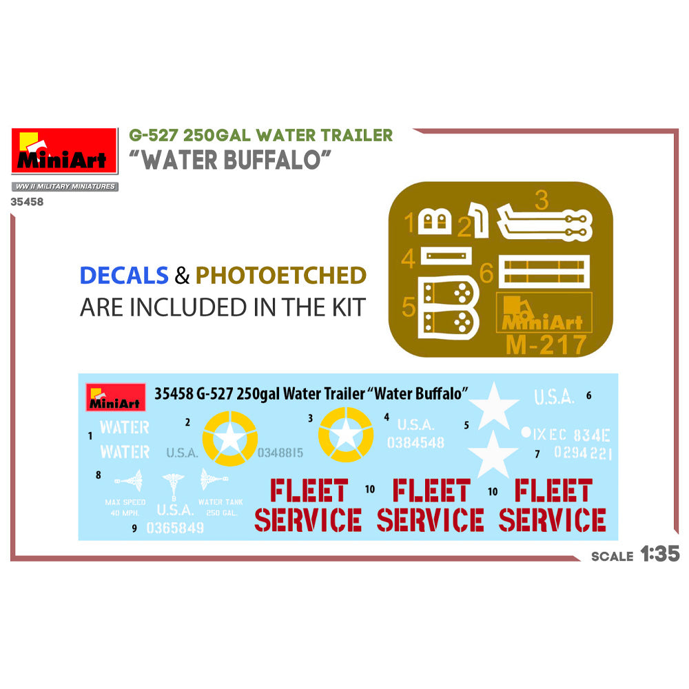 Miniart 35458 G-527 250Gal Water Trailer "Water Buffalo" 1:35 Model Kit