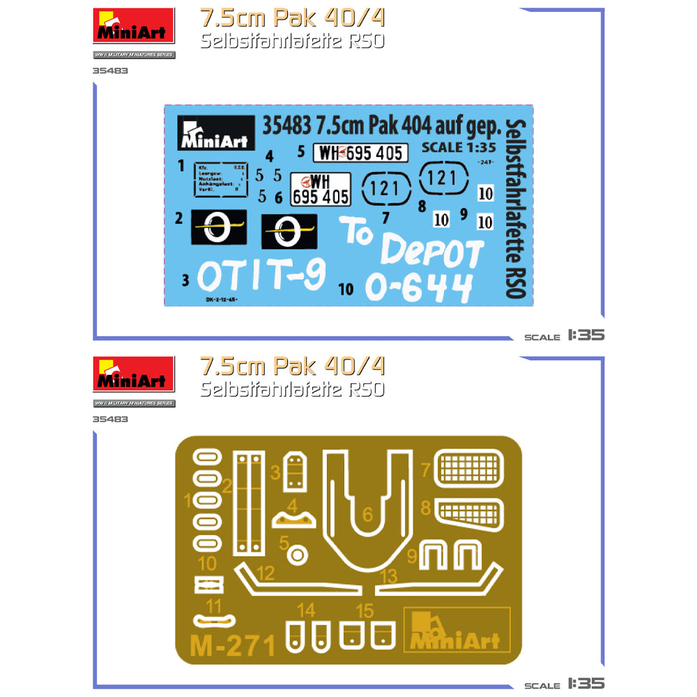 Miniart 35483 7.5cm Pak 40/4 Selbstfahrlafette RSO 1:35 Model Kit
