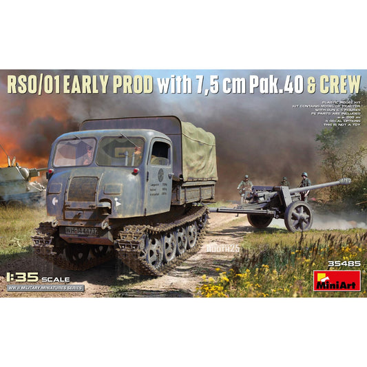Miniart 35485 RSO/01 Early Prod w/7.5cm Pak.40 & Crew 1:35 Model Kit
