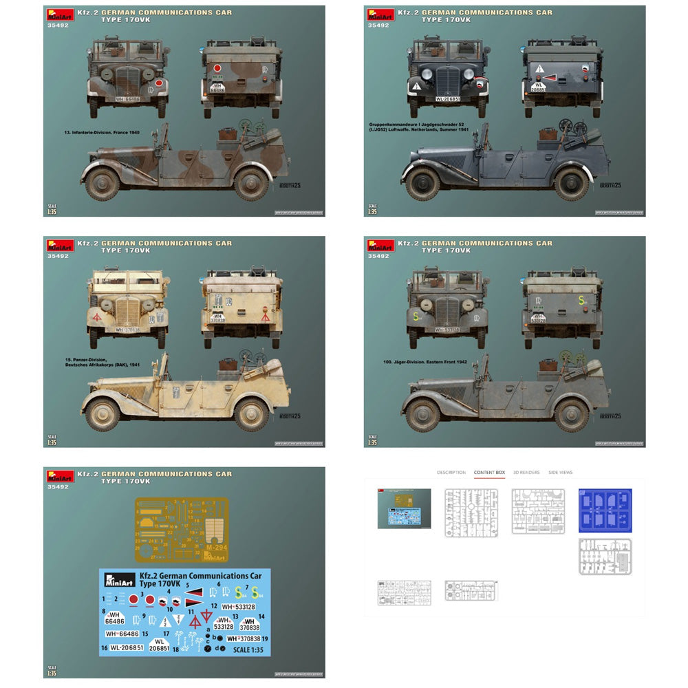 Miniart 35492 Kfz.2 German Communications Car Type 170VK 1:35 Model Kit