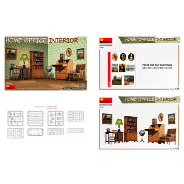 Miniart 35644 Home Office Interior Furniture Paintings + 1:35 Plastic Model Kit