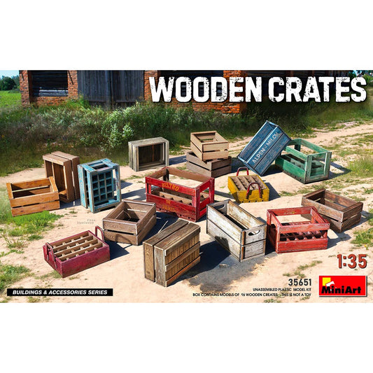 Miniart 35651 Wooden Crates x16 1:35 Diorama Model Kit