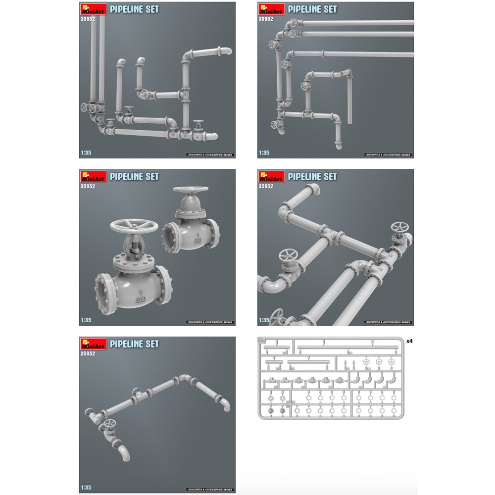 Miniart 35652 Pipeline Sections & Valves 1:35 Diorama Model Kit