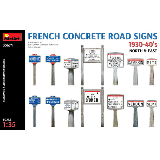 Miniart 35674 French Concrete Road Signs 1930-40s North & East 1:35 Model Kit