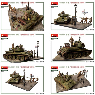 Miniart 3606 Dresden 1945. T-34/85 Field Repair Diorama Series 1:35 Model Kit