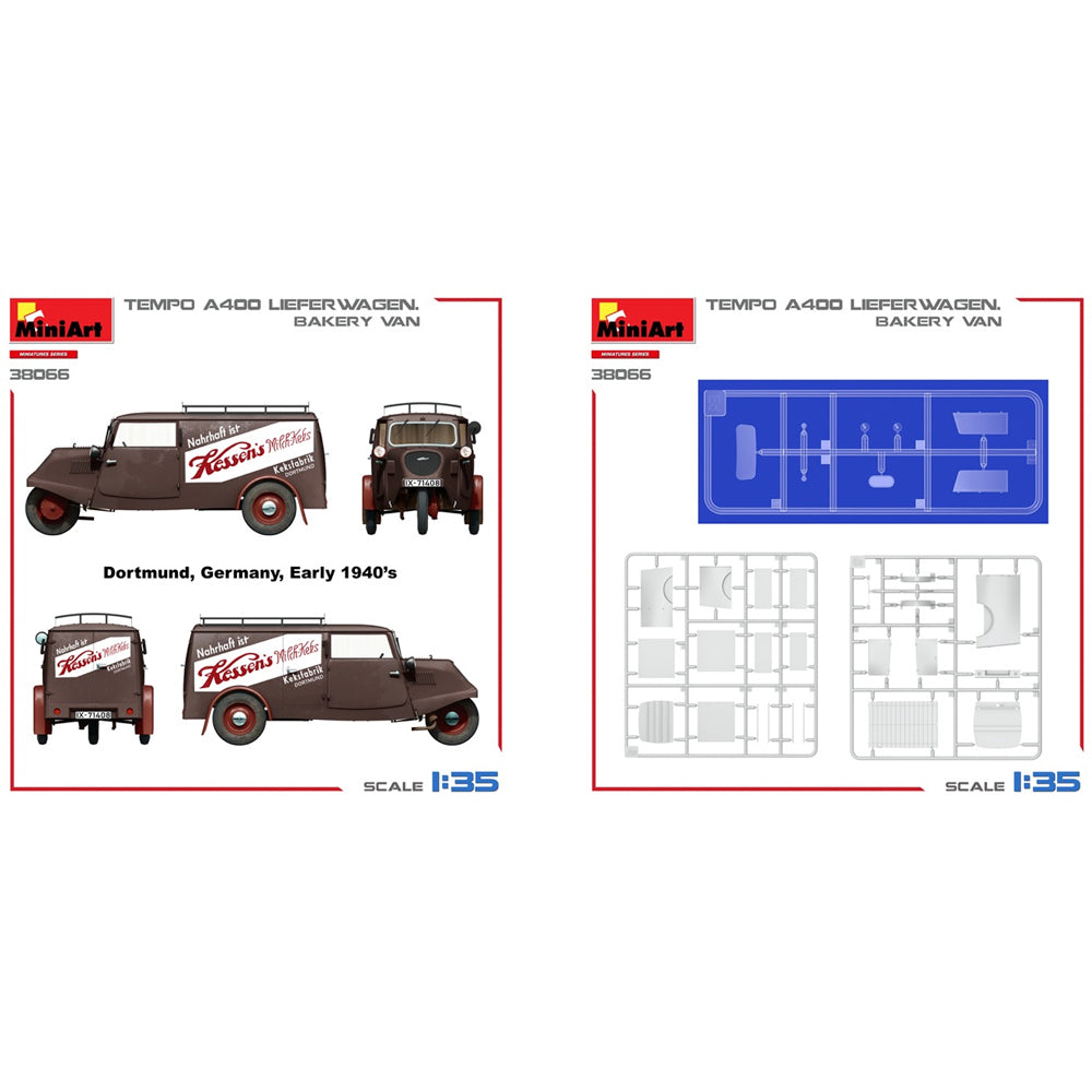 Miniart 38066 Tempo A400 Lieferwagen Bakery Van 1:35 Model Kit