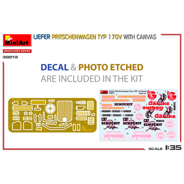 Miniart 38072 Liefer Pritschenwagen Typ. 70V w/Canvas 1:35 Model Kit