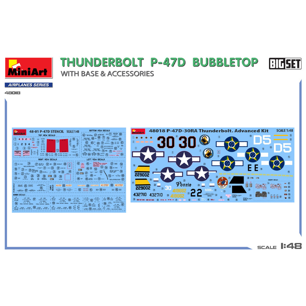 Miniart 48018 Republic Thunderbolt P-47D Bubbletop w/Diorama 1:48 Model Kit