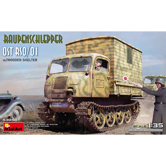 Miniart 53048 Raupenschlepper Ost RSO/01 w/Wooden Shelter 1:35 Model Kit