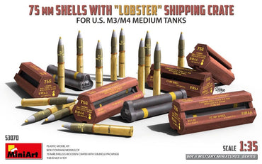 Miniart 53070 75mm Shells w/Lobster Crate for M3/M4 Tanks 1:35 Model Kit