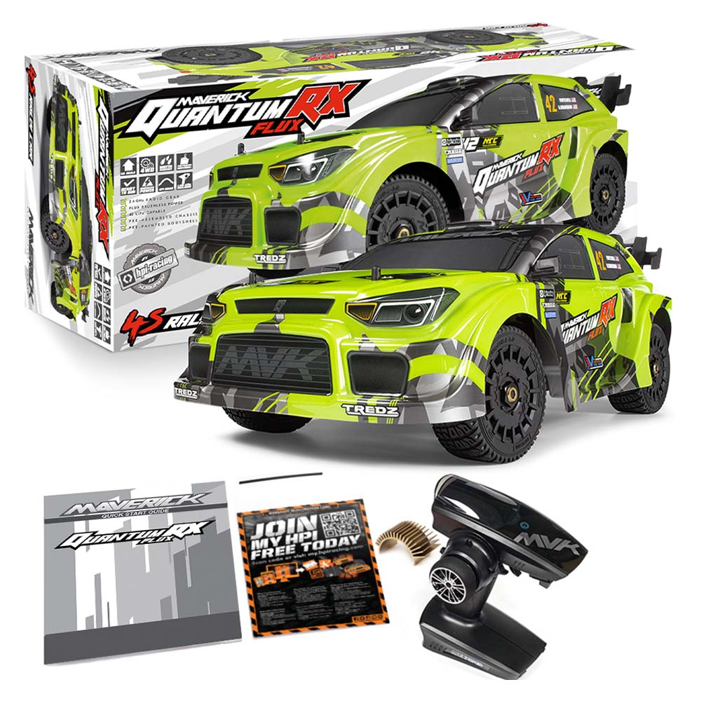 Maverick Quantum RX Flux 4S 1/8 4WD RC Rally Car Flouro Green