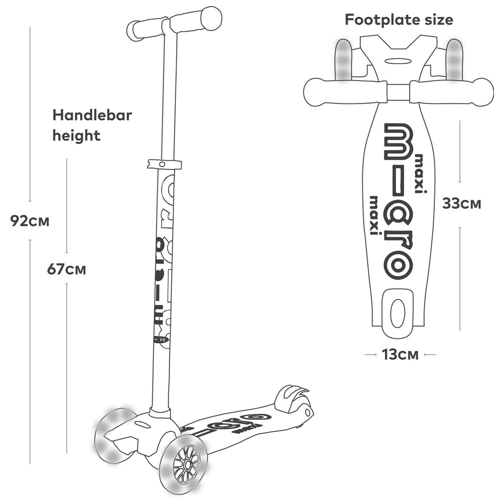 Navy Maxi Deluxe Micro Scooter with LED Light-Up Wheels Age 5-12 MMD083