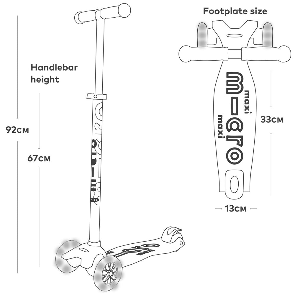 Red Maxi Deluxe Micro Scooter with LED Light-Up Wheels Age 5-12 MMD068