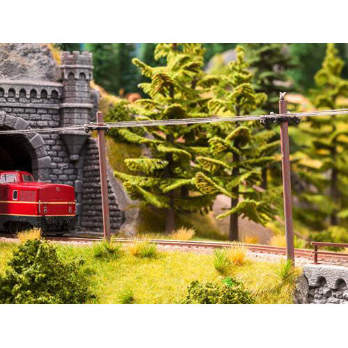 NOCH Telegraph Poles (4) w/ 2m Cable HO Gauge Scenics 13160