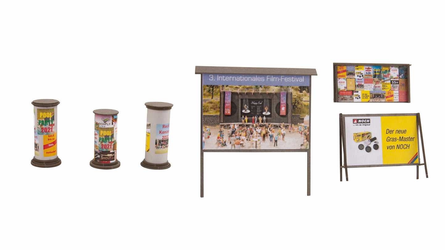 Noch 14217 Advertising Columns & Billboards Laser Cut Minis Kit HO