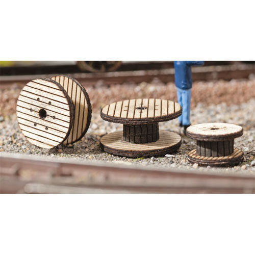 NOCH Cable Drums (3) Laser Cut Minis Kit N Gauge Scenics 14638