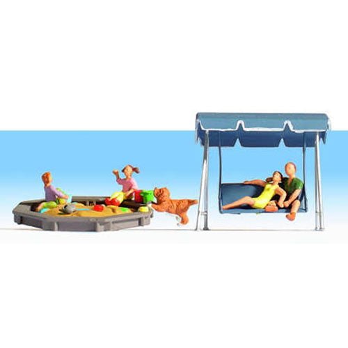 NOCH Parents (2) Children (2) Dog & Accessories Figure Set HO Scenics 15590