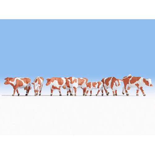 NOCH Brown & White Cows (7) Figure Set HO Gauge Scenics 15726