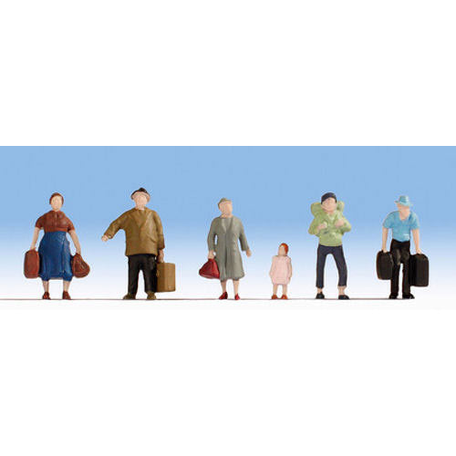 NOCH Pedestrians w/ Luggage (6) Hobby Figure Set HO Gauge Scenics 18115