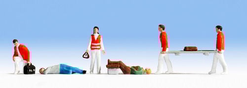 Noch Paramedics (6) and Accessories Figure Set N Gauge 36094