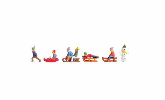 Noch Children in the Snow (6) & Snowman (1) Figure Set N Gauge 36819