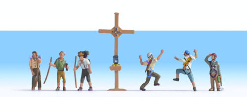 Noch Mountain Hikers (6) and Cross Figure Set N Gauge 36874