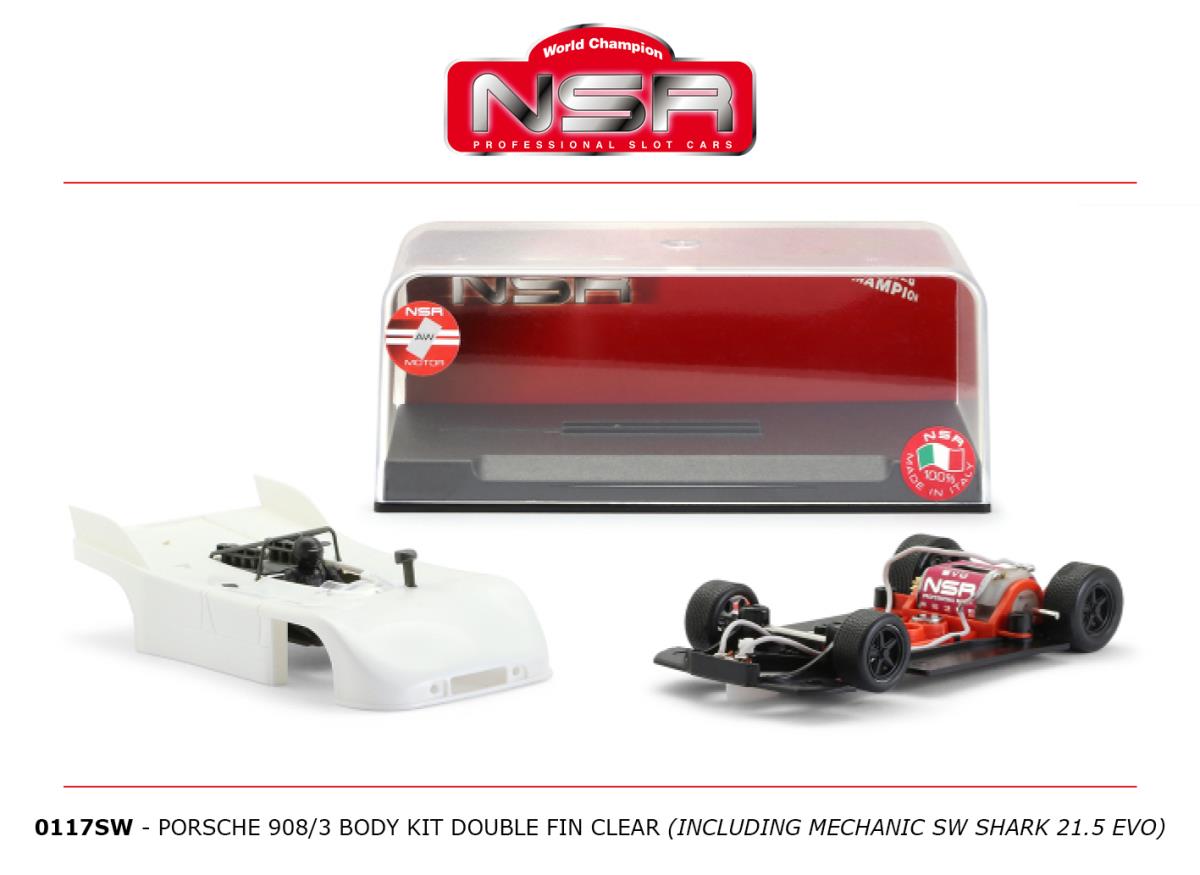 NSR Porsche 908/3 Clear Body Kit Dbl Fin (SW Shark 21.5 EVO) 1:32 0117SW