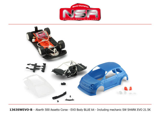 NSR 1051SWEVO-B Abarth 500 Assetto Corse EVO Blue Kit SW Shark EVO 21.5k 1:32
