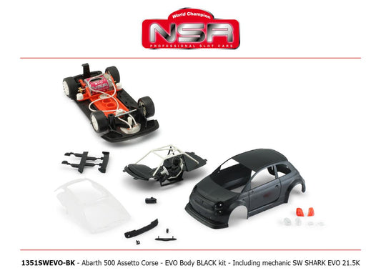 NSR 1051SWEVO-BK Abarth 500 Assetto Corse EVO Black Kit SW Shark EVO 21.5k 1:32