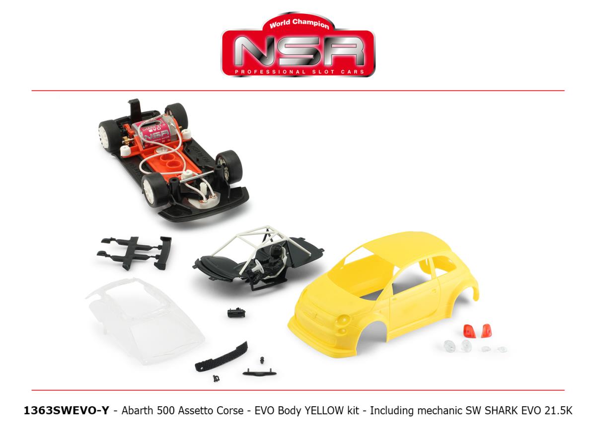 NSR 1051SWEVO-Y Abarth 500 Assetto Corse EVO Yellow Kit SW Shark EVO 21.5k 1:32