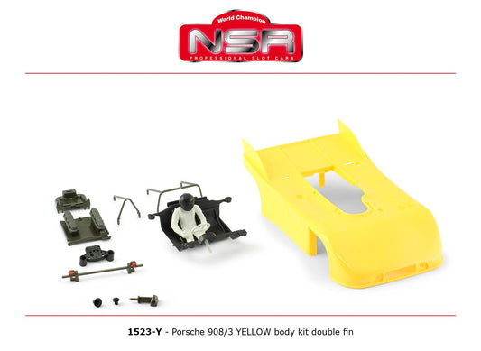 NSR Porsche 908/3 Yellow Body Kit w/Double Fin NSR1523-Y 1:32