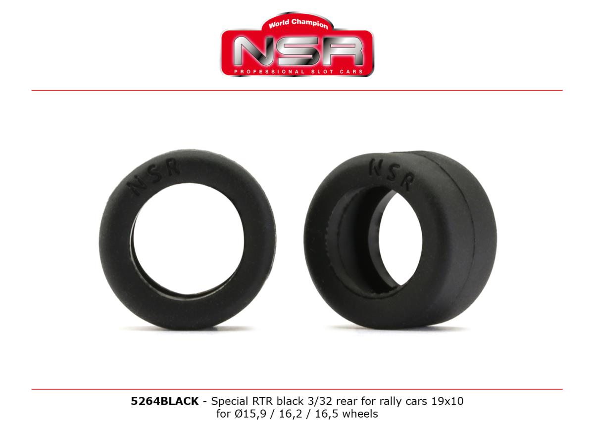 NSR RTR Black 3/32 Rear for Rally Cars 19x10 1:32 5264BLACK