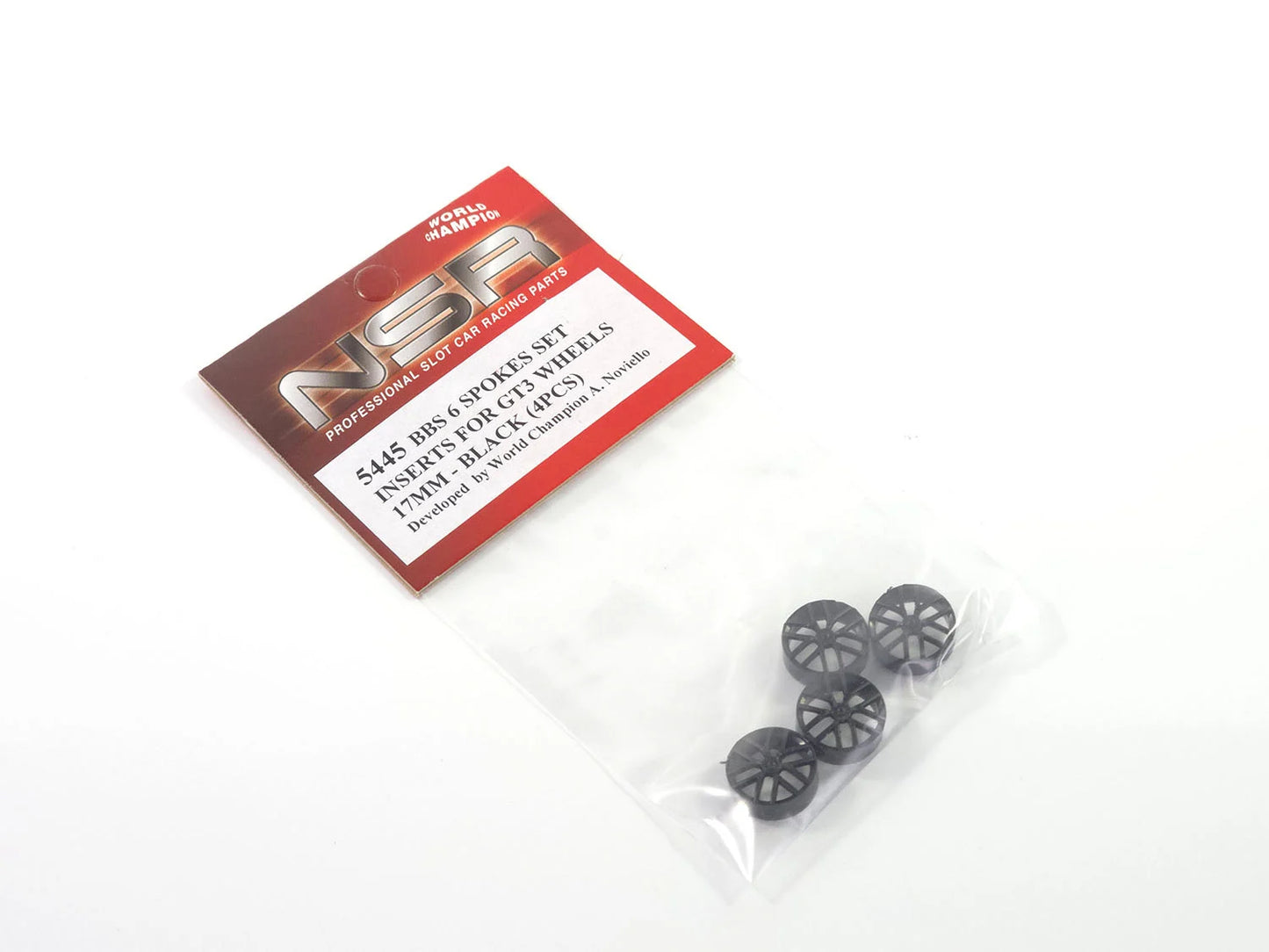 NSR BBS 6 Spokes Set Insert for GT3 Wheels 17mm Black (4) NSR5445 1:32