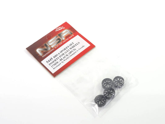 NSR BBS 6 Spokes Set Insert for GT3 Wheels 17mm Black (4) NSR5445 1:32