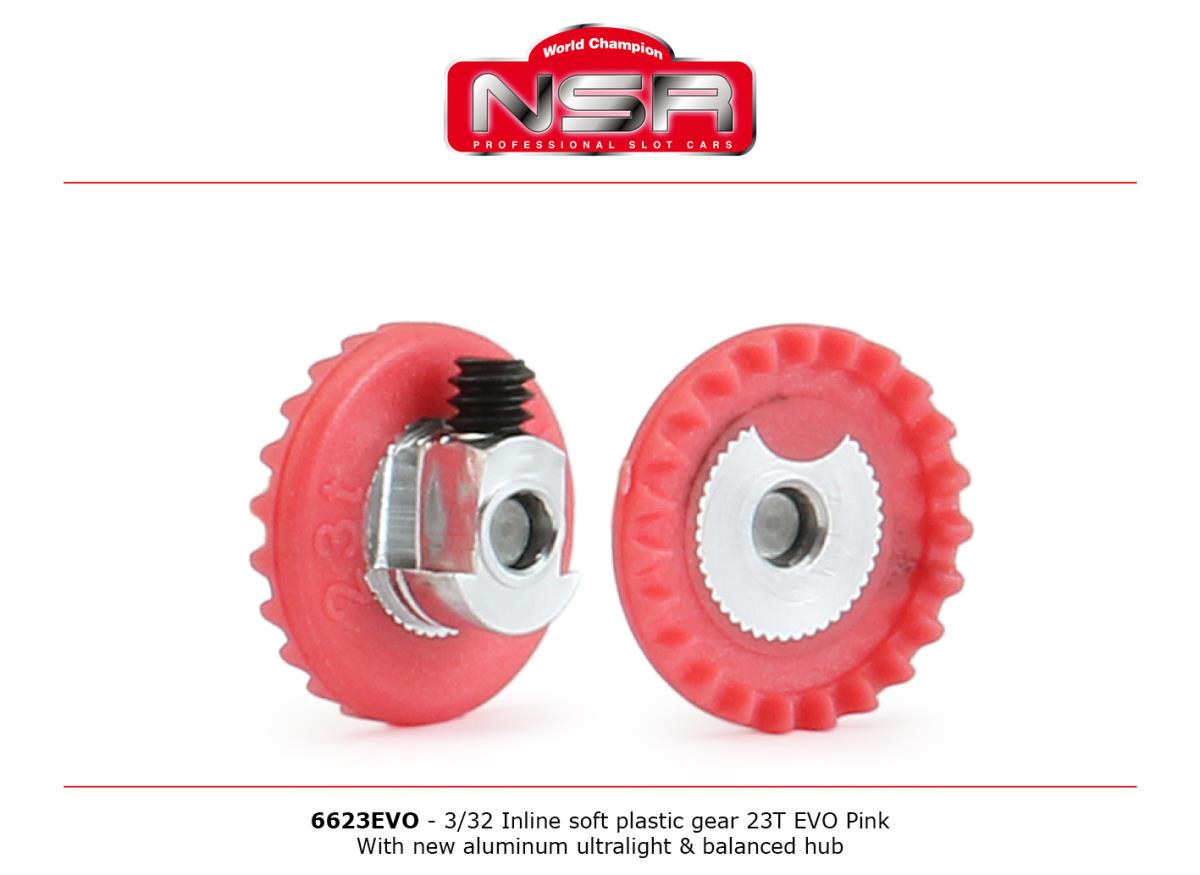 NSR 6323EVO 3/32 IL Soft Plastic Gear 23t EVO Pink AL UL Balanced Hub 1:32