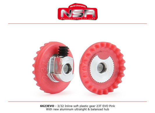 NSR 6323EVO 3/32 IL Soft Plastic Gear 23t EVO Pink AL UL Balanced Hub 1:32
