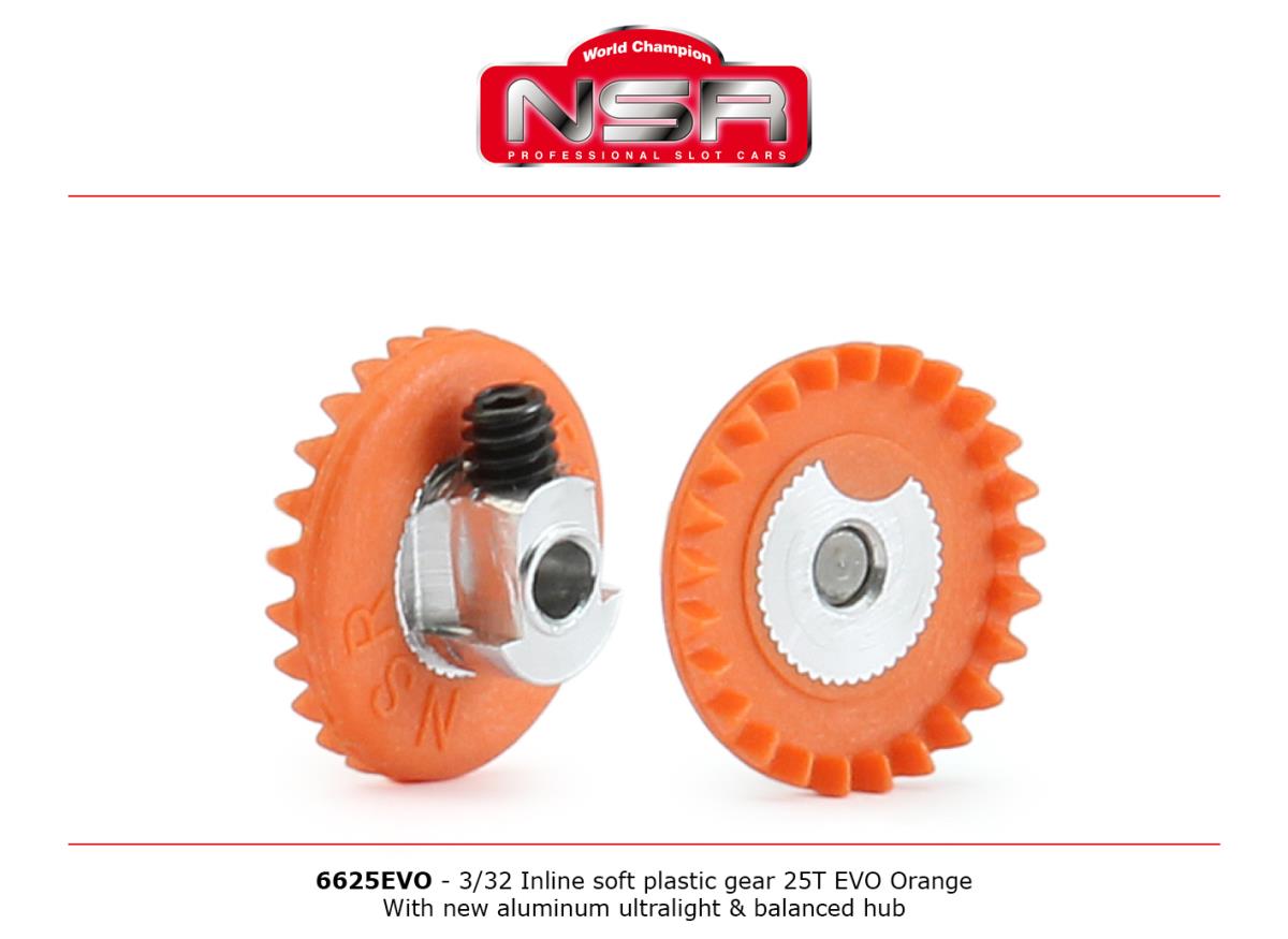 NSR 6325EVO 3/32 IL Soft Plastic Gear 25t EVO Ornge AL UL Balanced Hub 1:32