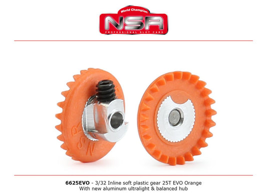 NSR 6325EVO 3/32 IL Soft Plastic Gear 25t EVO Ornge AL UL Balanced Hub 1:32