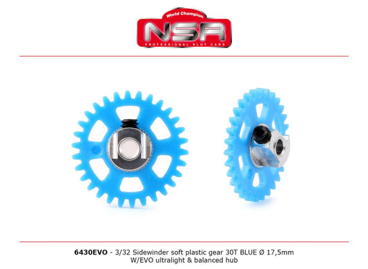 NSR 6430EVO 3/32 SW Soft Plastic Gear 30t Blue 17.5mm UL Balanced Hub 1:32