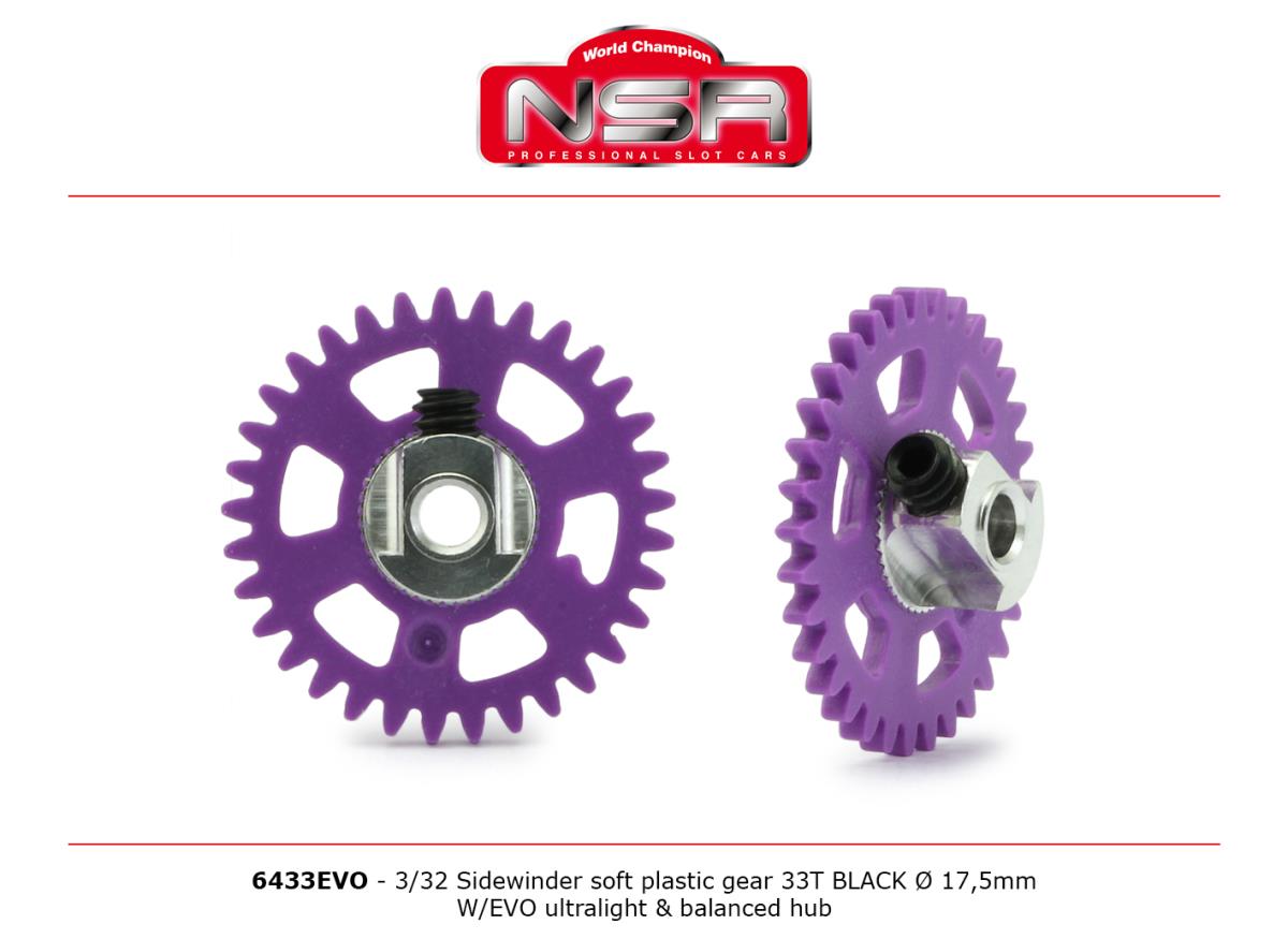 NSR 6433EVO 3/32 SW Soft Plastic Gear 33T Magenta 17.5mm w/EVO UL Hub 1:32